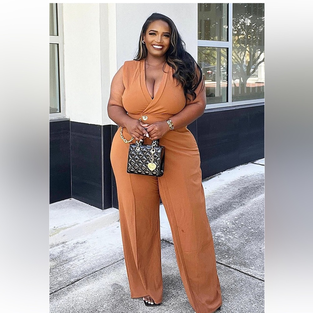 Fashion Nova - “Need a Date” Jumpsuit - Cognac- 1X